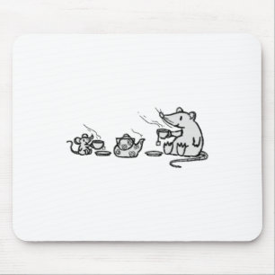 Mouse And Rat Have A Grand Tea Party Sticker  Mouse Pad