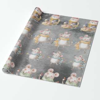 Mouse and rat, rabbit christmas wrapping paper