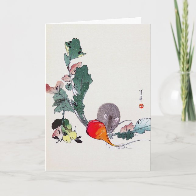 Mouse and Red Radish, Watanabe Seitei Card (Front)