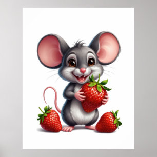 Mouse and strawberry poster