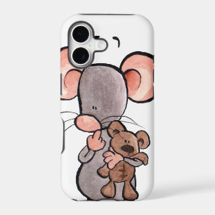 Mouse and teddy bear illustrated phone case