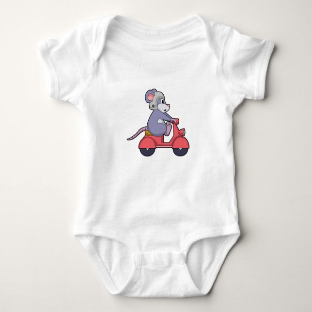 Mouse as Biker with Scooter.PNG Baby Bodysuit (Front)