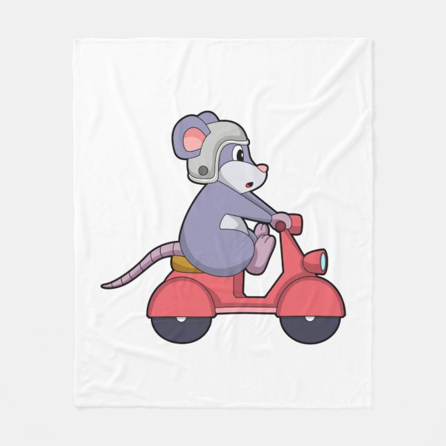 Mouse as Biker with Scooter.PNG Fleece Blanket (Front)