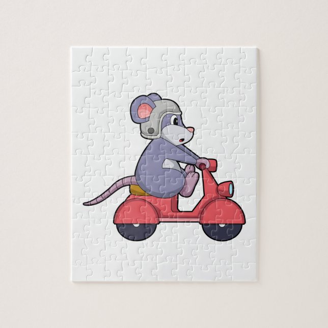 Mouse as Biker with Scooter.PNG Jigsaw Puzzle (Vertical)
