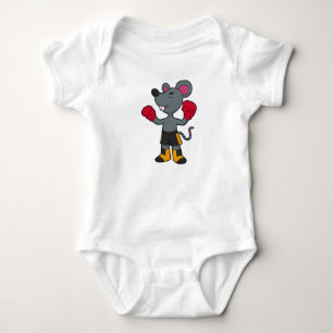 Mouse as Boxer with Boxing gloves Baby Bodysuit