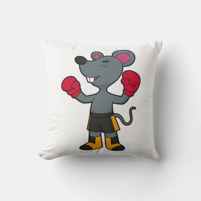 Mouse as Boxer with Boxing gloves Cushion (Front)