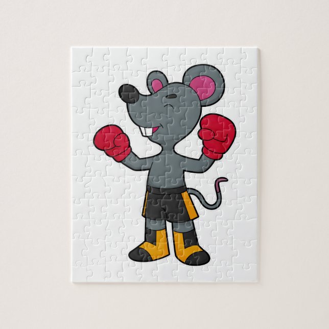 Mouse as Boxer with Boxing gloves Jigsaw Puzzle (Vertical)