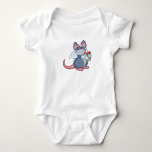 Mouse as Bride with Veil & Gift.PNG Baby Bodysuit