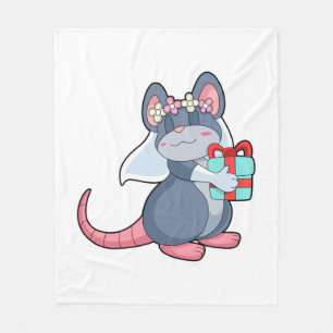 Mouse as Bride with Veil & Gift.PNG Fleece Blanket