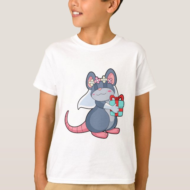 Mouse as Bride with Veil & Gift.PNG T-Shirt (Front)