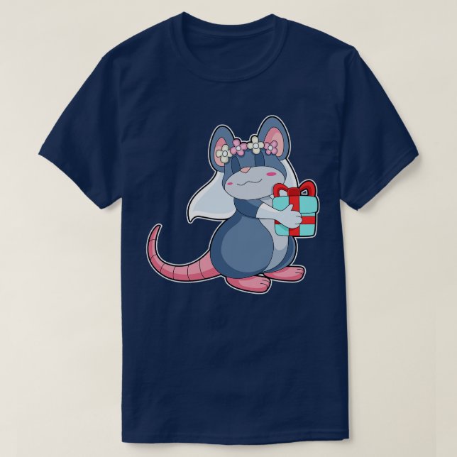 Mouse as Bride with Veil Gift T-Shirt (Design Front)