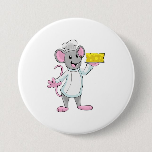 Mouse as Cook with Cheese 7.5 Cm Round Badge (Front)