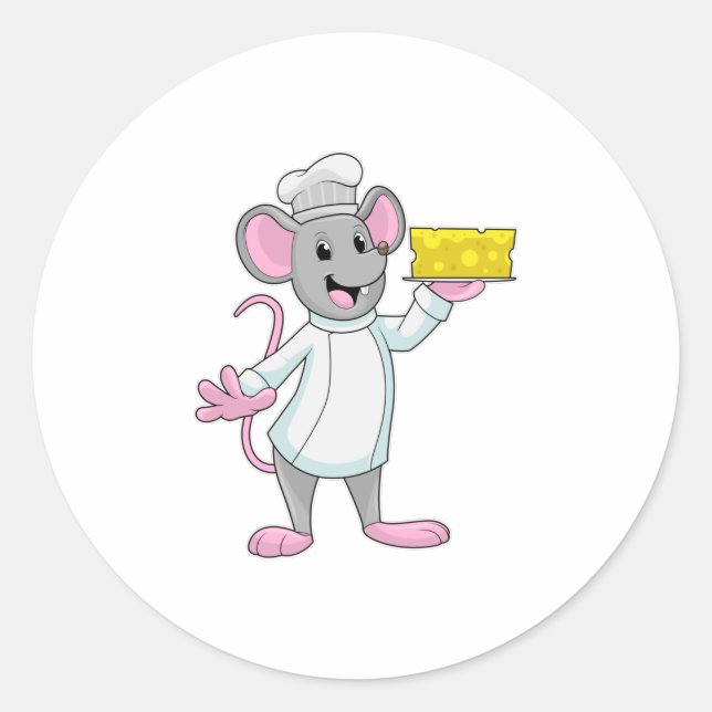 Mouse as Cook with Cheese Classic Round Sticker (Front)