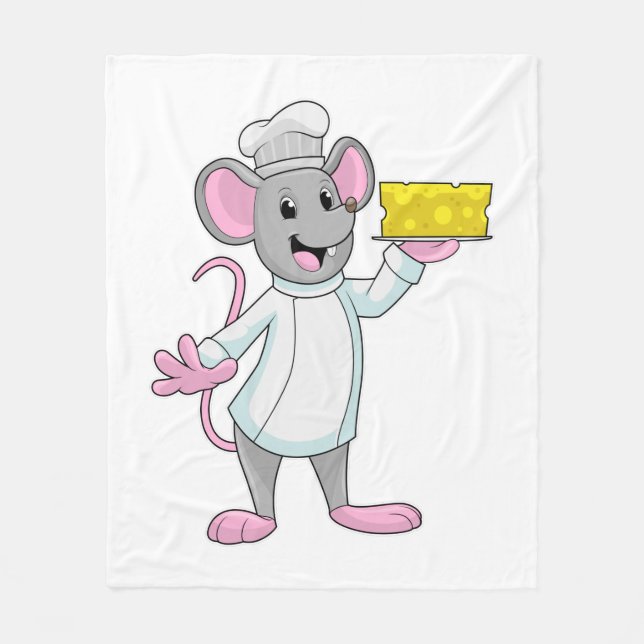 Mouse as Cook with Cheese Fleece Blanket (Front)