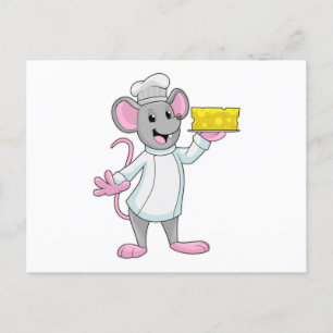 Mouse as Cook with Cheese Postcard