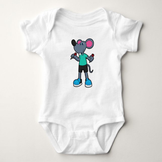 Mouse as Dart player with Darts Baby Bodysuit (Front)