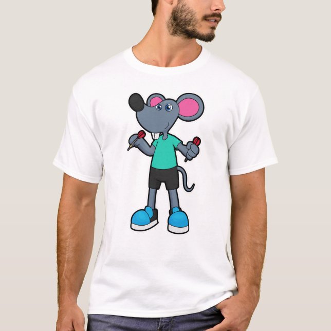 Mouse as Dart player with Darts T-Shirt (Front)