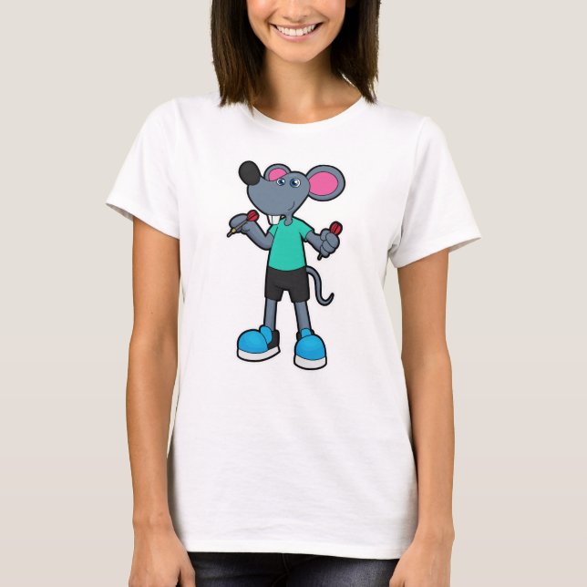Mouse as Dart player with Darts T-Shirt (Front)