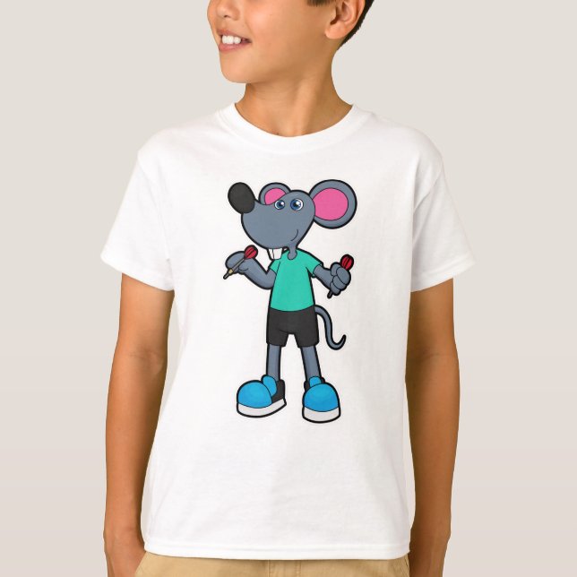 Mouse as Dart player with Darts T-Shirt (Front)