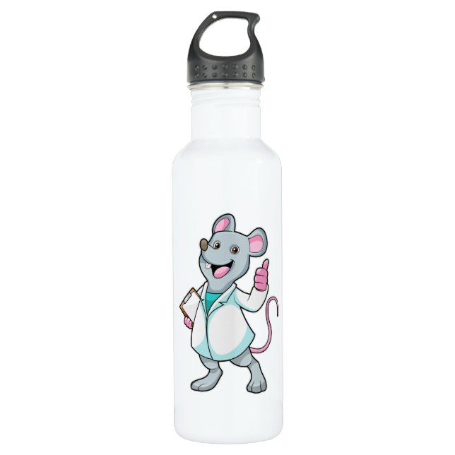 Mouse as Doctor with Doctor's coat 710 Ml Water Bottle (Front)
