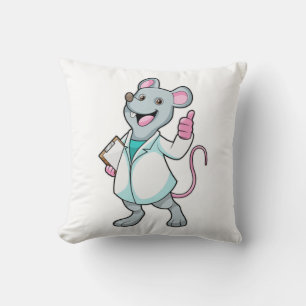 Mouse as Doctor with Doctor's coat Cushion