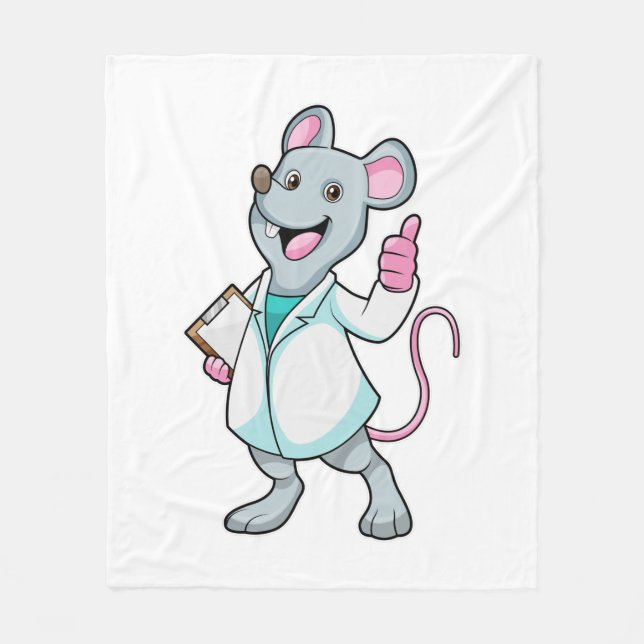Mouse as Doctor with Doctor's coat Fleece Blanket (Front)