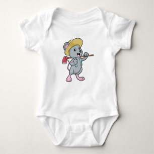 Mouse as Farmer with Axe & Hat Baby Bodysuit