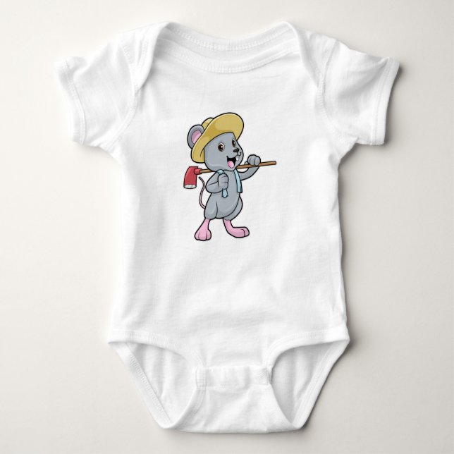 Mouse as Farmer with Axe & Hat Baby Bodysuit (Front)