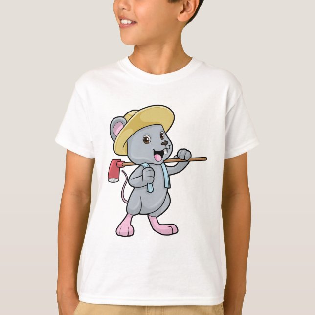 Mouse as Farmer with Axe & Hat T-Shirt (Front)