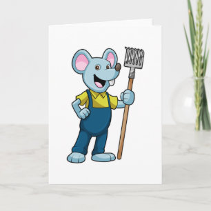 Mouse as Farmer with Rake Card