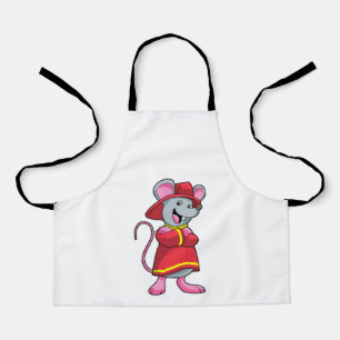 Mouse as Firefighter with Helmet Apron