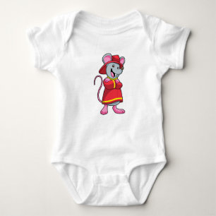 Mouse as Firefighter with Helmet Baby Bodysuit