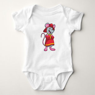 Mouse as Firefighter with Helmet Baby Bodysuit