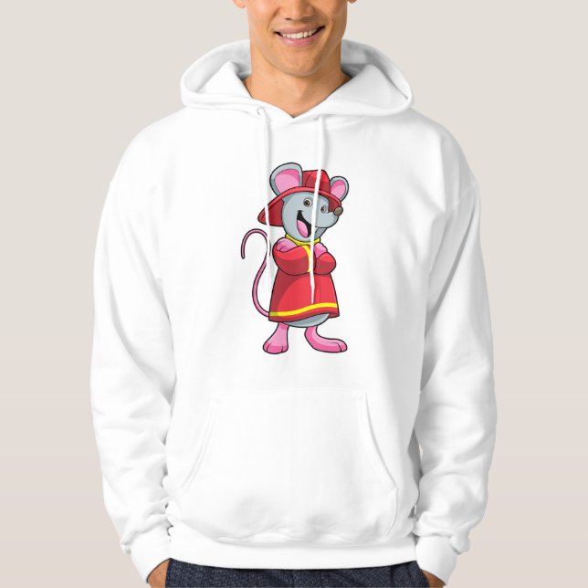 Mouse as Firefighter with Helmet Hoodie (Front)
