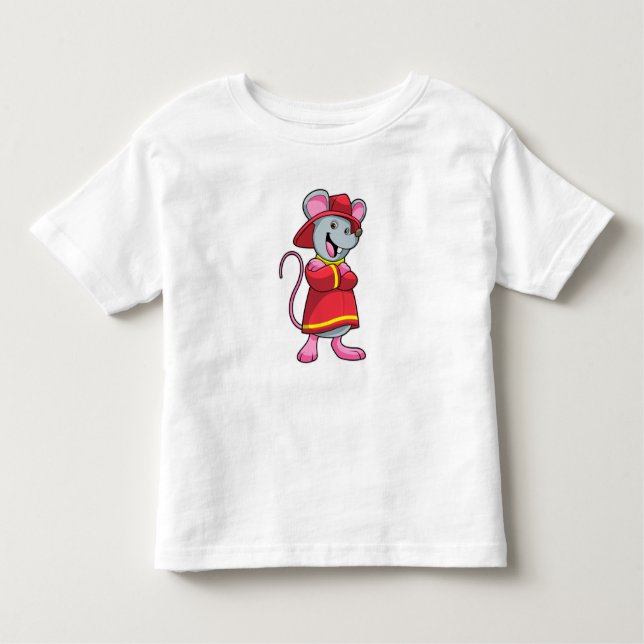 Mouse as Firefighter with Helmet Toddler T-Shirt (Front)