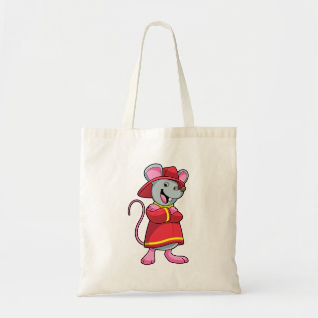 Mouse as Firefighter with Helmet Tote Bag (Front)