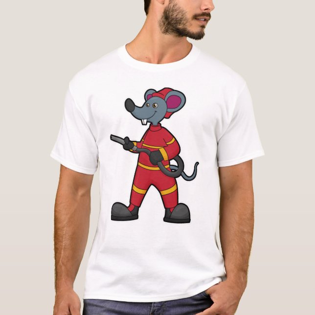 Mouse as Firefighter with Hose T-Shirt (Front)