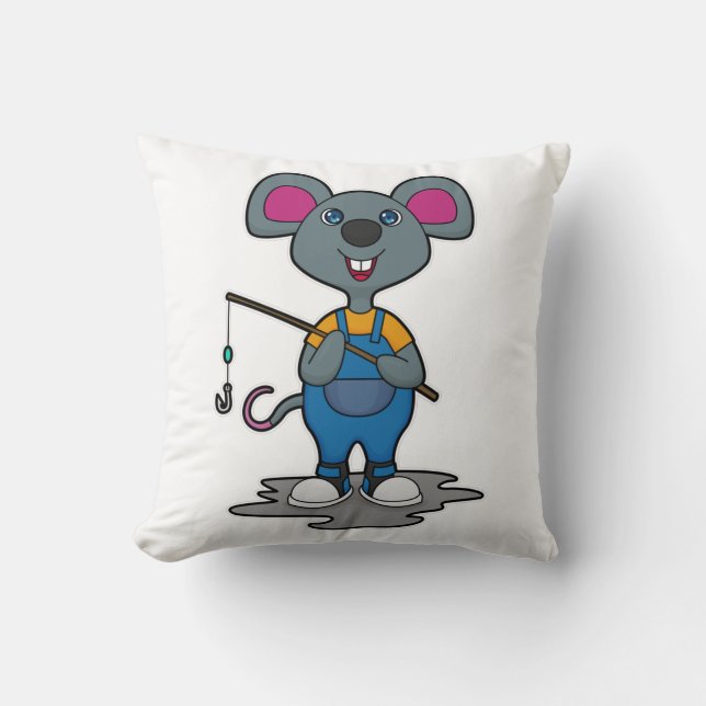 Mouse as Fisher with Fishing rod Cushion (Front)