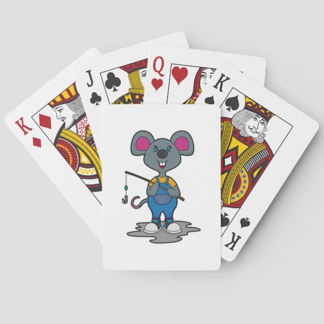 Mouse as Fisher with Fishing rod Playing Cards (Back)