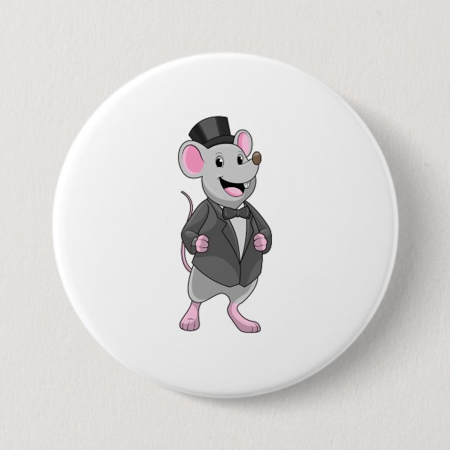 Mouse as Groom with Ribbon 7.5 Cm Round Badge (Front)