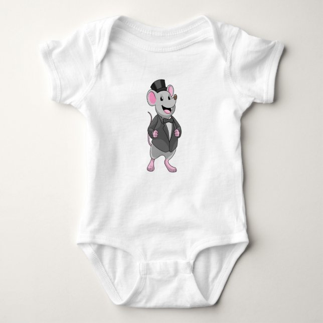 Mouse as Groom with Ribbon Baby Bodysuit (Front)