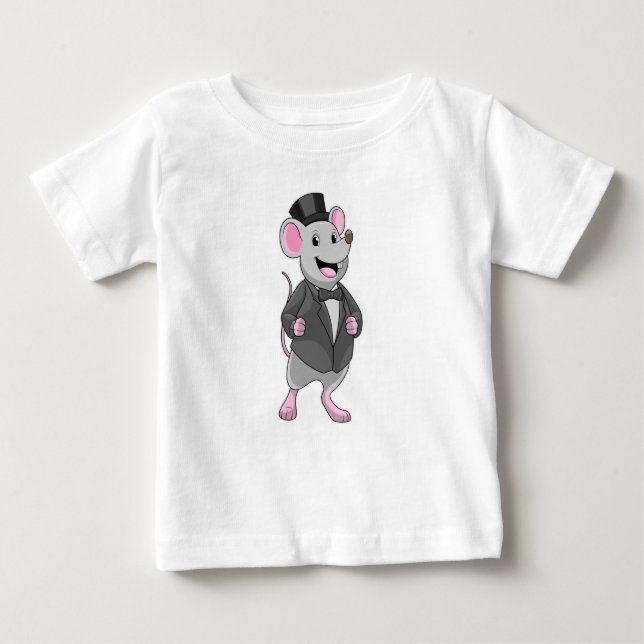 Mouse as Groom with Ribbon Baby T-Shirt (Front)
