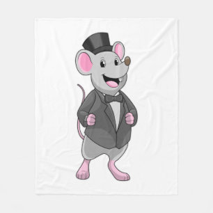 Mouse as Groom with Ribbon Fleece Blanket