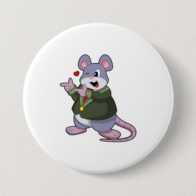 Mouse as Groom with Suit 7.5 Cm Round Badge (Front)