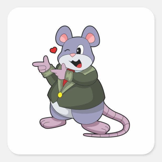 Mouse as Groom with Suit Square Sticker (Front)