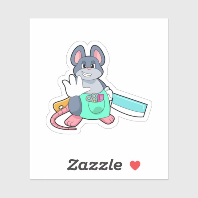 Mouse as Hairdresser with Scissors & Comb (Sheet)
