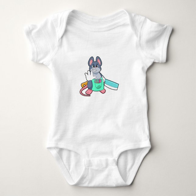 Mouse as Hairdresser with Scissors & Comb Baby Bodysuit (Front)