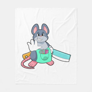 Mouse as Hairdresser with Scissors & Comb Fleece Blanket
