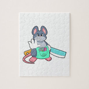 Mouse as Hairdresser with Scissors & Comb Jigsaw Puzzle
