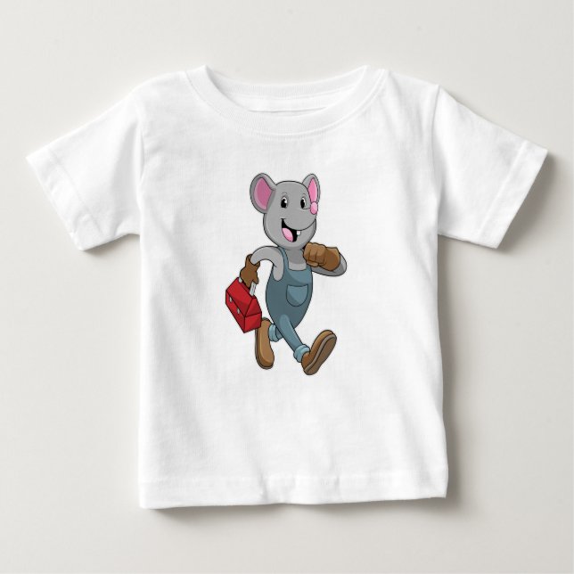 Mouse as Handyman with Toolbox Baby T-Shirt (Front)